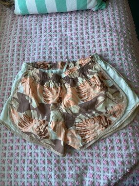 Nike Peach, Tan & Brown Tropical Print Women's Athletic Shorts
